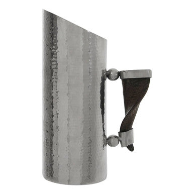Orsina Hammered Steel Pitcher with Matte Black Horn Handle | 80oz
