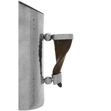 Orsina Hammered Steel Pitcher with Matte Black Horn Handle | 80oz