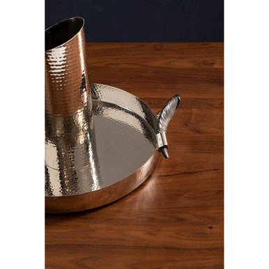 Orsina Hammered Silver Serving Tray with Black Horn Handles