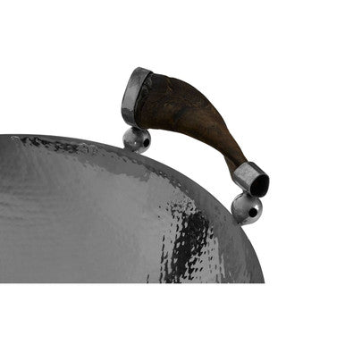 Orsina Hammered Silver Serving Bowl with Black Horn-Style Handles