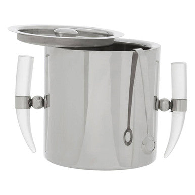 Orsina Herne Silver Ice Bucket with Acrylic Horn Handles and Lid