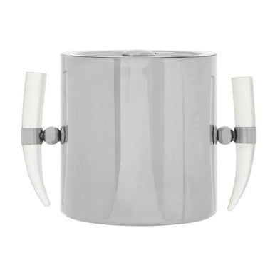Orsina Herne Silver Ice Bucket with Acrylic Horn Handles and Lid