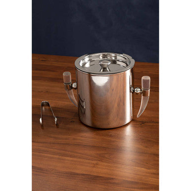 Orsina Herne Silver Ice Bucket with Acrylic Horn Handles and Lid