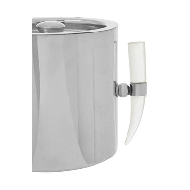 Orsina Herne Silver Ice Bucket with Acrylic Horn Handles and Lid