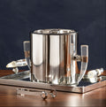 Orsina Herne Silver Ice Bucket with Acrylic Horn Handles and Lid