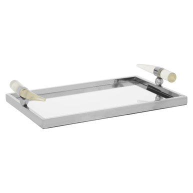 Orsina Mixology Herne Mirrored Tray – Steel with Acrylic Horn Handles