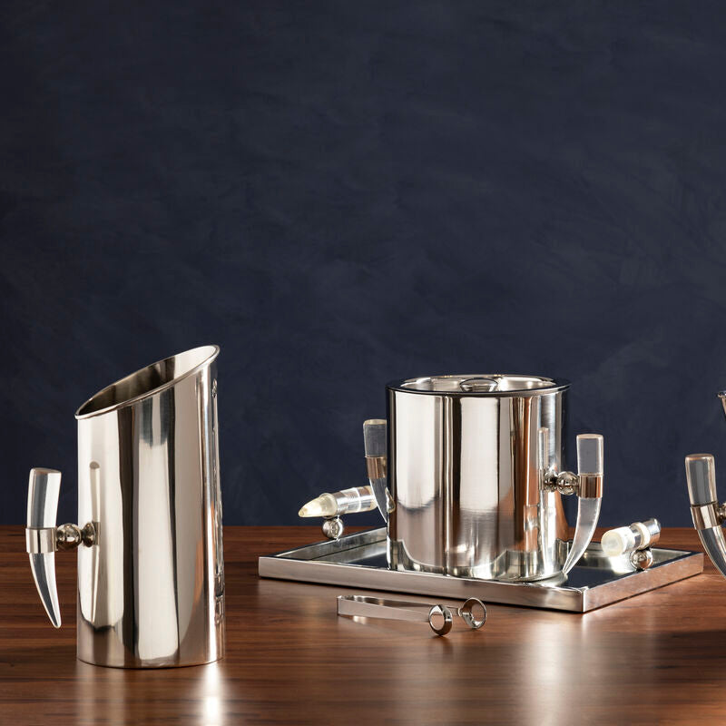 Orsina Mixology Herne Mirrored Tray – Steel with Acrylic Horn Handles