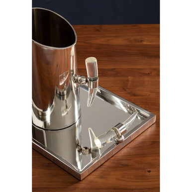 Orsina Mixology Herne Mirrored Tray – Steel with Acrylic Horn Handles