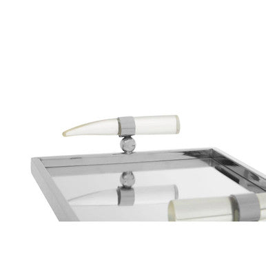 Orsina Mixology Herne Mirrored Tray – Steel with Acrylic Horn Handles