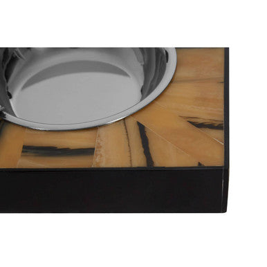 Orsina Rova Square Resin and Steel Ashtray – Black and Brown Abstract