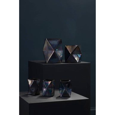Orsina Rambia Small Oil Slick Glass Candle Holder – Geometric Decor