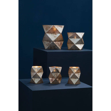 Orsina Rambia Gold Glass Candle Holder – Small Geometric Votive