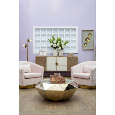 Orsina Rambia Large Pink Glass Candle Holder – Faceted Geometric Design
