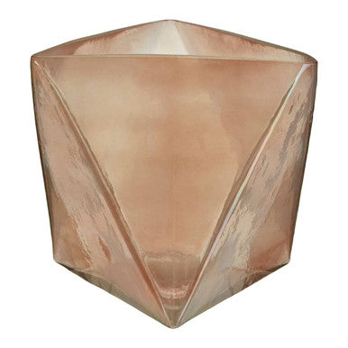 Orsina Rambia Small Pink Glass Candle Holder – Geometric Prismatic Design