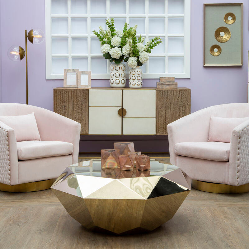Orsina Rambia Pink Glass Candle Holders – Geometric Set of 3