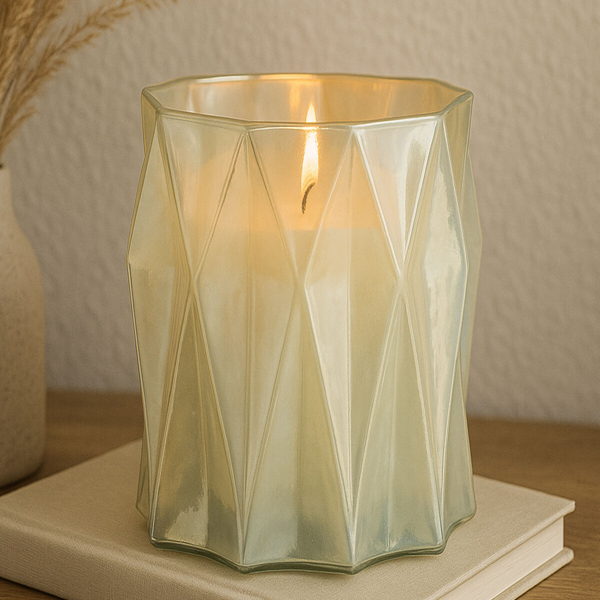 Orsina Rambia Large Iridescent Glass Candle Holder – Modern Centerpiece