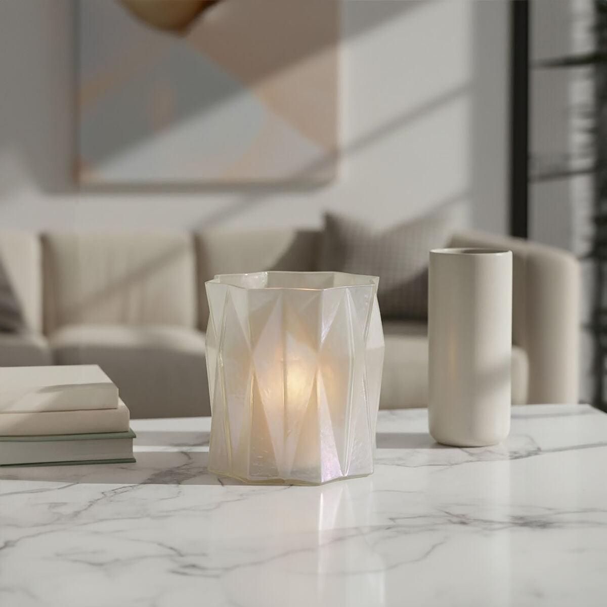 Orsina Rambia Iridescent Glass Candle Holder – Small Asymmetrical