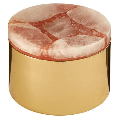 Orsina Pink Quartz Trinket Box – Small Gold-Tone Jewelry Storage