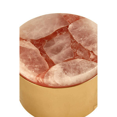 Orsina Pink Quartz Trinket Box – Small Gold-Tone Jewelry Storage