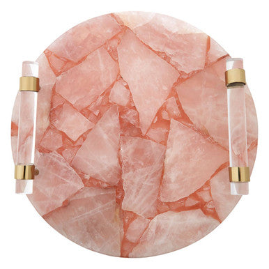 Orsina Bowerbird Pink Quartz Round Tray with Acrylic Handles