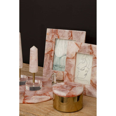 Orsina Bowerbird Pink Quartz Round Tray with Acrylic Handles