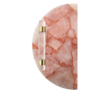 Orsina Bowerbird Pink Quartz Round Tray with Acrylic Handles