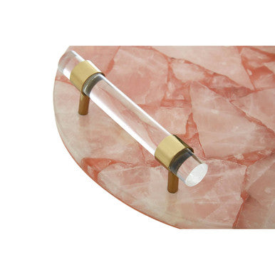 Orsina Bowerbird Pink Quartz Round Tray with Acrylic Handles