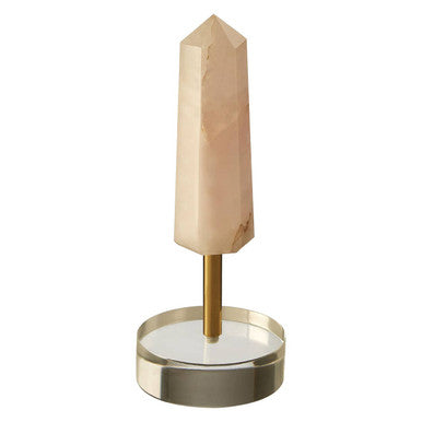 Orsina Pink Quartz Obelisk Sculpture – Gold-Tone Metal Home Decor