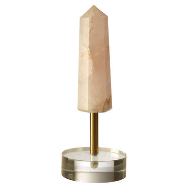 Orsina Pink Quartz Obelisk Sculpture – Gold-Tone Metal Home Decor