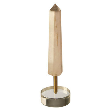 Orsina Bowerbird Large Pink Quartz Obelisk Sculpture | Silver Base