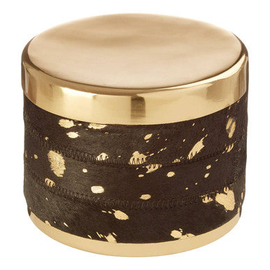 Orsina Large Gold and Black Cowhide Leather Trinket Box Organizer