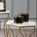 Orsina Large Gold and Black Cowhide Leather Trinket Box Organizer