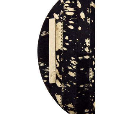 Orsina Bowerbird Cowhide Decorative Tray | Black and Gold Metal Frame