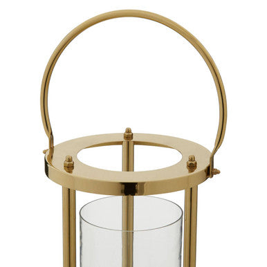 Orsina Martina Hurricane Lamp – Gold Glass Lantern with Marble Base