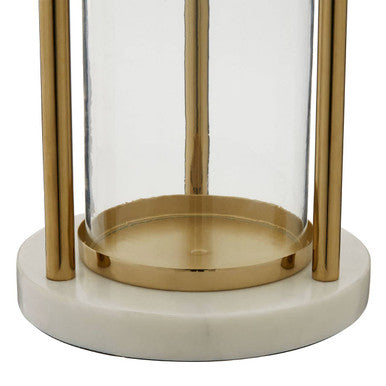 Orsina Martina Hurricane Lamp – Gold Glass Lantern with Marble Base