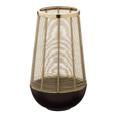 Orsina Martina Small Hurricane Lamp – Black and Gold Iron Wire Cage