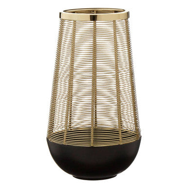 Orsina Martina Small Hurricane Lamp – Black and Gold Iron Wire Cage