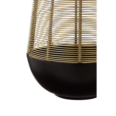 Orsina Martina Small Hurricane Lamp – Black and Gold Iron Wire Cage