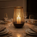 Orsina Martina Small Hurricane Lamp – Black and Gold Iron Wire Cage