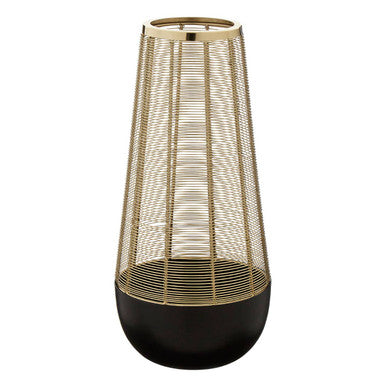 Orsina Martina Large Hurricane Lamp – Black and Gold Iron Wireframe