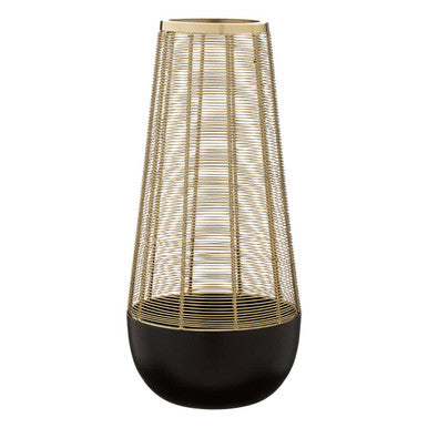 Orsina Martina Large Hurricane Lamp – Black and Gold Iron Wireframe