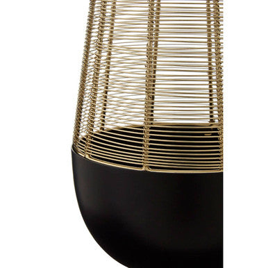 Orsina Martina Large Hurricane Lamp – Black and Gold Iron Wireframe