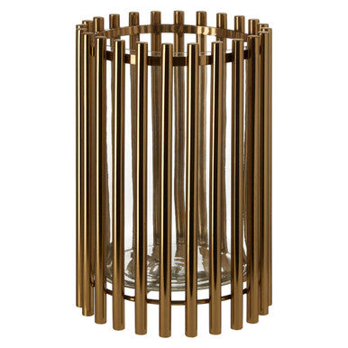 Orsina Martina Medium Candle Holder – Metallic Round Cage Pillar Stand