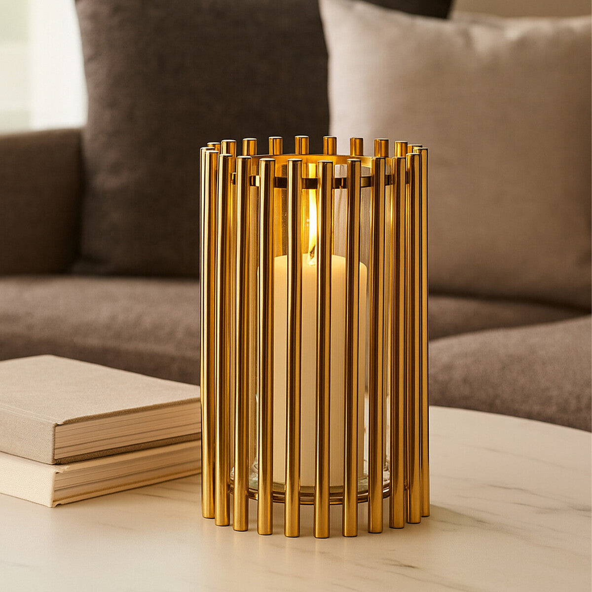 Orsina Martina Large Metal Cage Candle Holder – Modern Pillar Decor