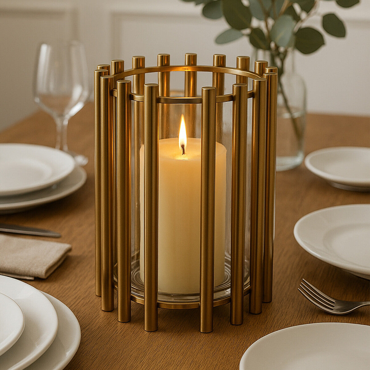 Orsina Martina Large Metal Cage Candle Holder – Modern Pillar Decor