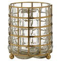 Orsina Martina Small Gold Wireframe Hurricane Lamp with Glass Insert
