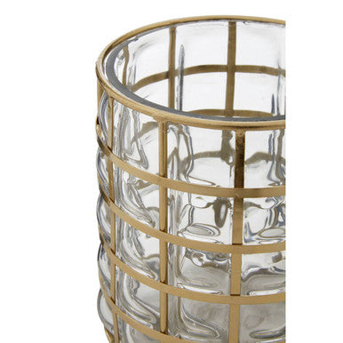 Orsina Martina Small Gold Wireframe Hurricane Lamp with Glass Insert