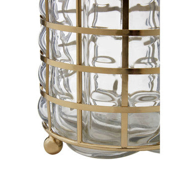 Orsina Martina Small Gold Wireframe Hurricane Lamp with Glass Insert