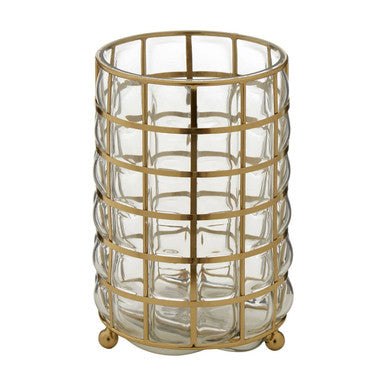 Orsina Martina Medium Hurricane Lamp – Gold Blown Glass Candleholder