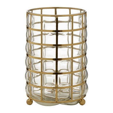 Orsina Martina Medium Hurricane Lamp – Gold Blown Glass Candleholder